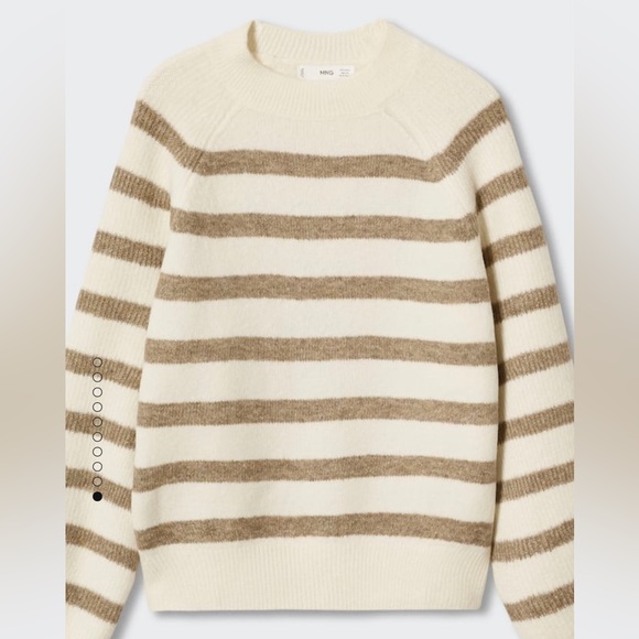 Mango Stripe-Print Sweater with Perkins Neck - Picture 6 of 8